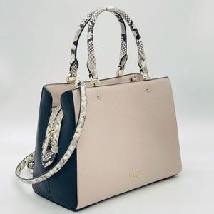 Kate Spade NWT Light Oak Pink / Black / Reptile Snake Print / Gold Mixed Bag